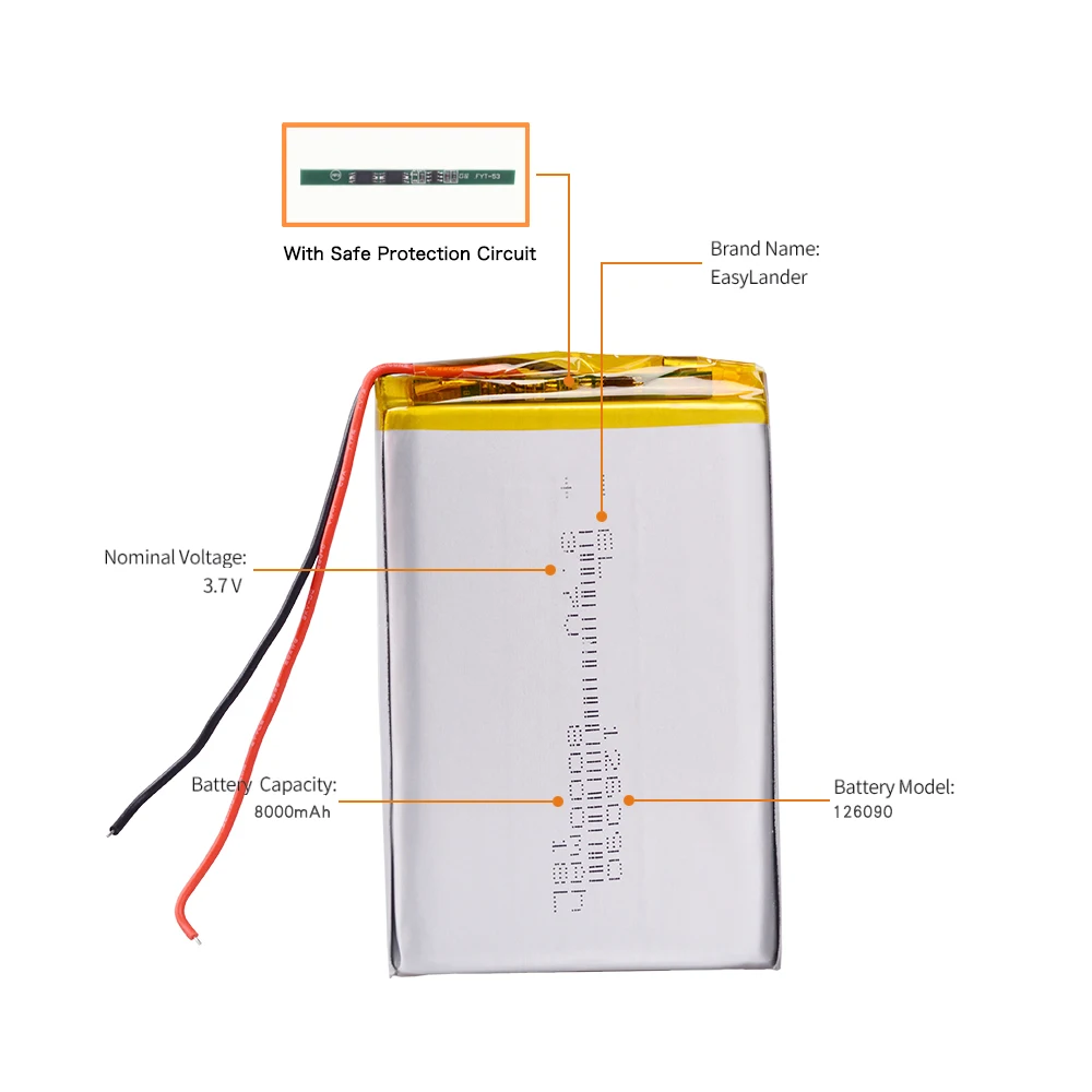 126090 3.7v 8000mah Li-Po Battery Rechargeable For Bluetooth speaker Digital Camera Tablet Dvd PSP POS Machine power bank | Электроника