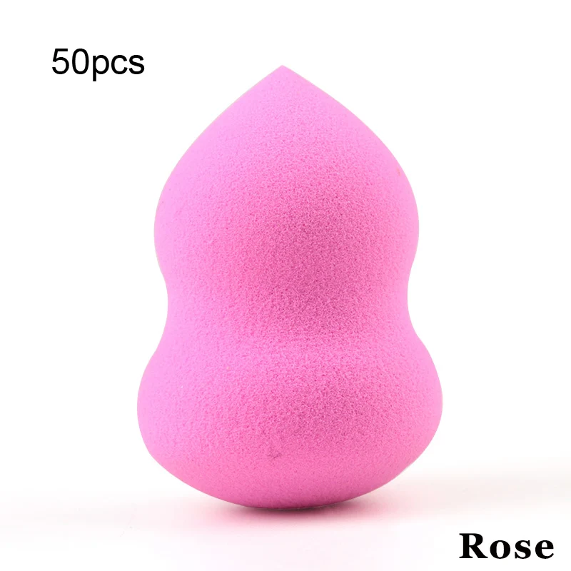 M Rose 50pcs gourd Средний макияж губка серьги в форме капли воды, основы под макияж, буфами на рукавах корректор порошок гладкой Красота косметический спонж для макияжа инструмент - Цвет: M Rose 50pcs gourd