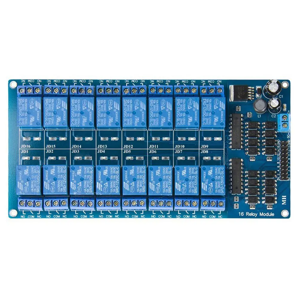 12V 16 канальный релейный модуль доска с защитой для оптронной пары LM2576 Мощность PIC