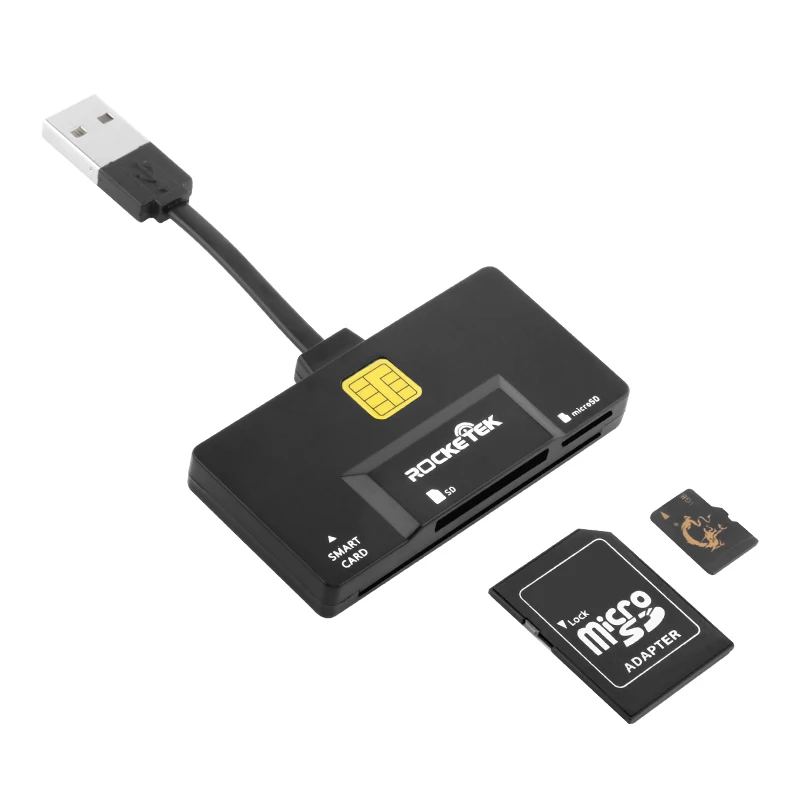 Rocketek USB 2 0 multi Smart Card Reader SD/TF micro SD карты памяти/ID/банковская карта sim cloner разъем