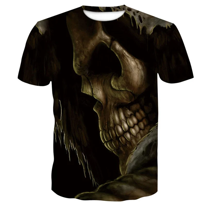 Футболка мужская с 3d черепом тенниска из дышащего материала коротким рукавом и