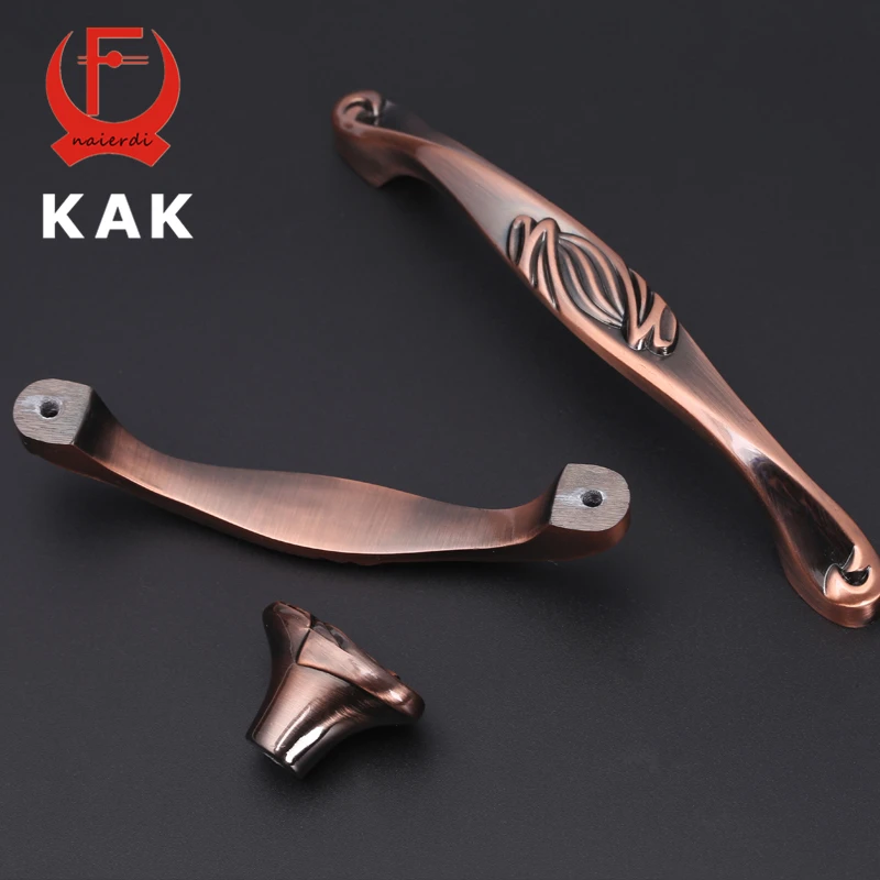 KAK 5 шт красные бронзовые винтажные ручки кухонные античные для шкафа дверные