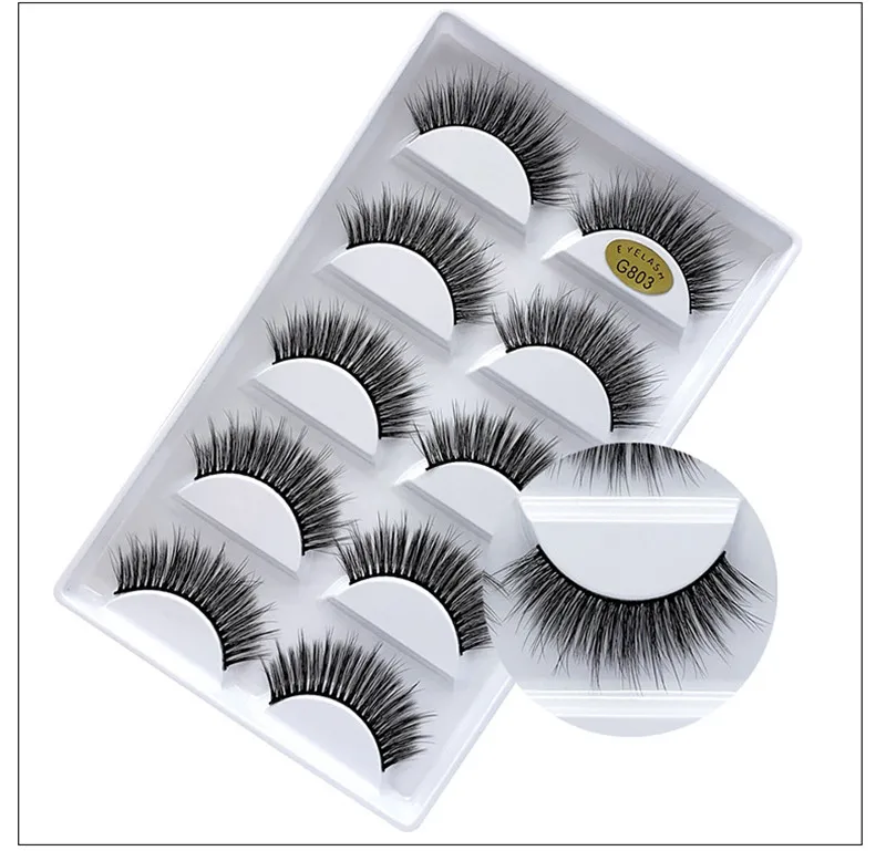 

5 Pairs Mink Eyelashes 3D False Lashes Thick Crisscross Makeup Eyelash Extension Natural Volume Soft Fake Eye Lashes G803