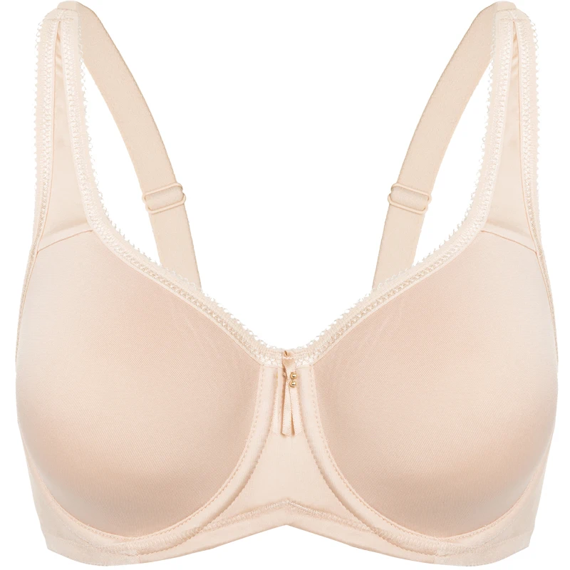 Beige02 Женские Бесшовные с полным покрытием на косточках слегка проложенные основные минимайзер Футболки бюстгальтер размера плюс 30-44 C D DD E F - Цвет: Beige02