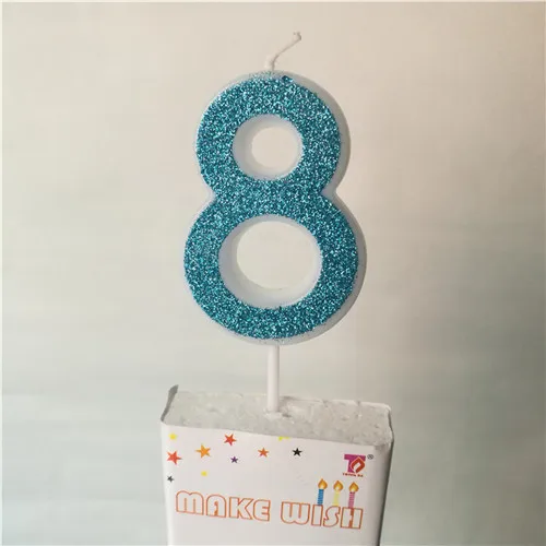 blue 8 Топпер для торта «С Днем Рождения» Сияющий синий номер свечи для торта для детей Девочка Мальчики бар детский душ Свадебные принадлежности украшения - Цвет: blue 8