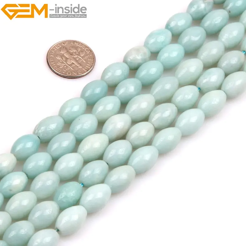 

Gem-inside Natural Olivary Amazonite Stone Beads For Jewelry Making 15inches DIY Jewellery Necklace