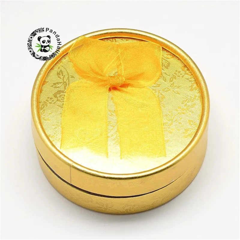 Yellow Pandahall 12 шт круглые картонные подарочные коробки для браслетов, подарочные коробки, картонные витрины, губки внутри, бант снаружи 8,4 см - Цвет: Yellow
