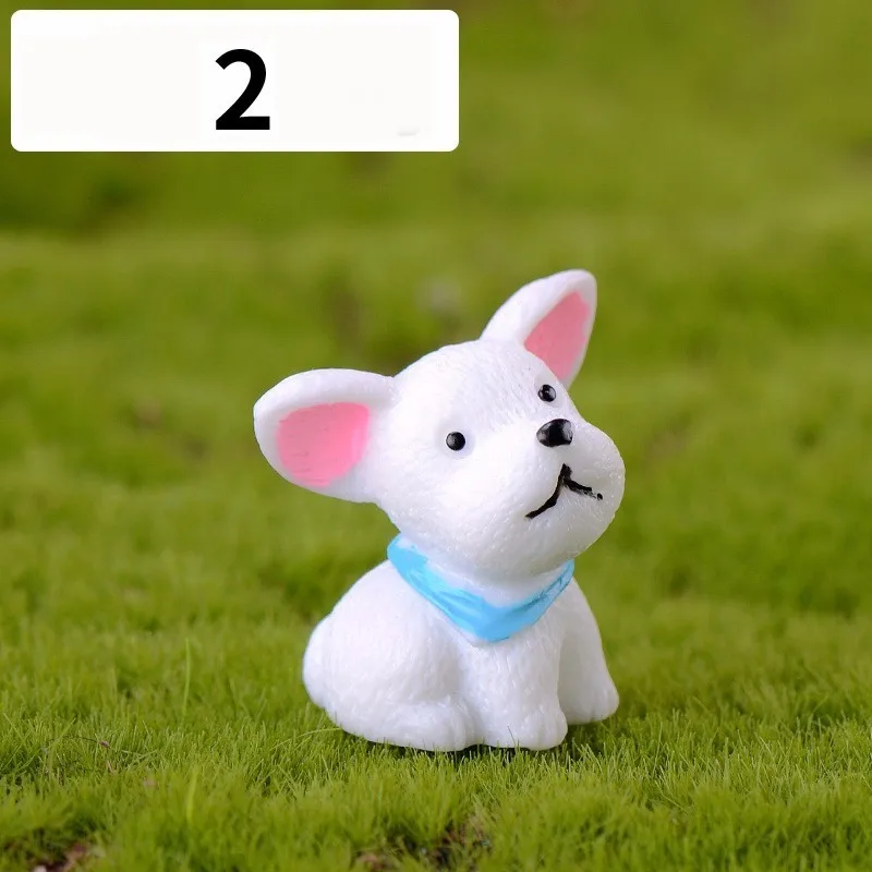 2 Миниатюрная фигурка мини-собаки щенка из мультфильма, фигурка животного, украшение торта, украшение из смолы, сказочный садовый декор, украшение для дома, аксессуары для творчества - Цвет: 2