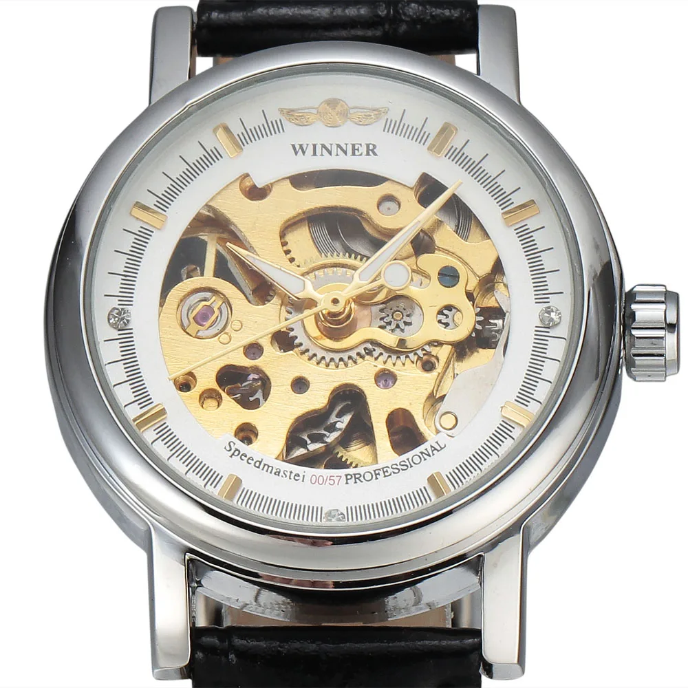 Часы скелетоны женские механические Автоматические с ремешком из натуральной