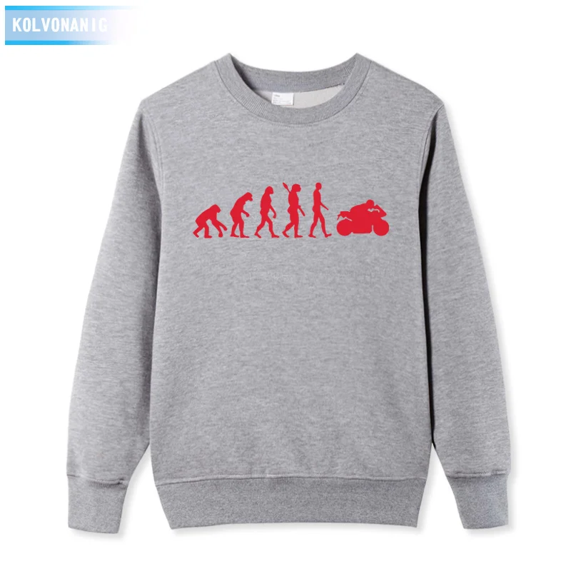 

KOLVONANIG 2019 Motorbike Men's Sweatshirts Evolution Motorcycle Hoodies For Men Printed O-Neck Cotton Men's Sportswear Hoody
