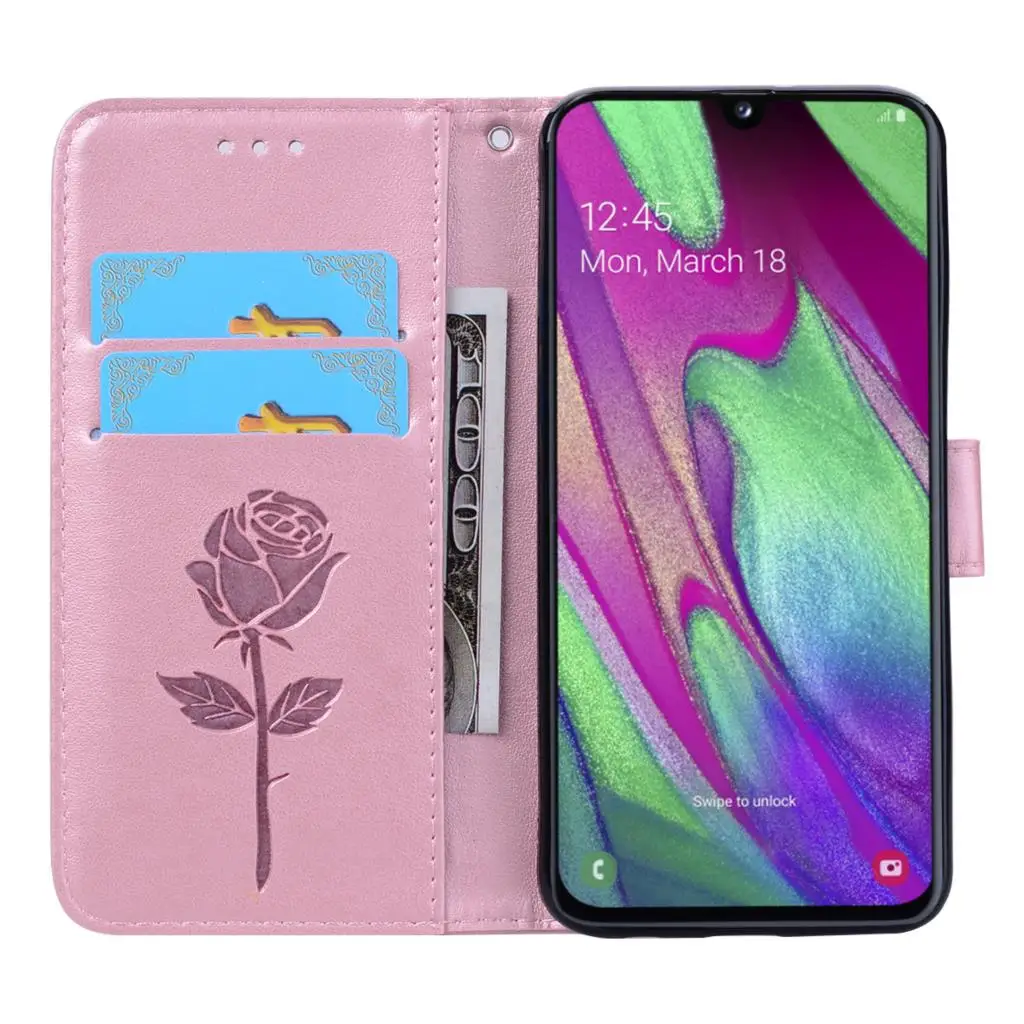 Магнитный чехол книжка для Samsung Galaxy A40 A 40 кожаный бумажник с кармашком карт