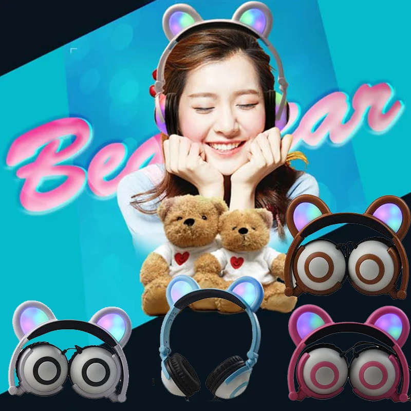 3 5 мм светодиодный световой мигающий свет складной Панда наушники гарнитуры