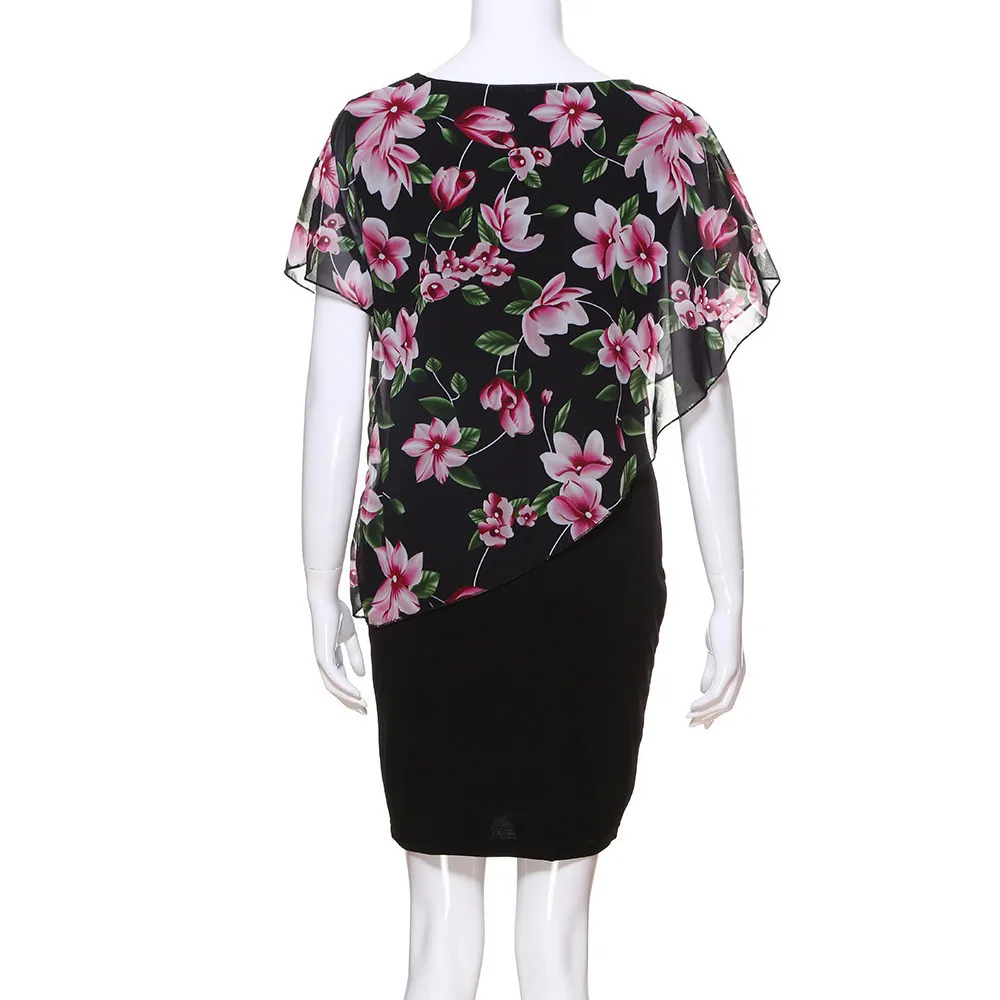 Бесплатная страусиное платье для женщин плюс размер Летнее цветочное с коротким