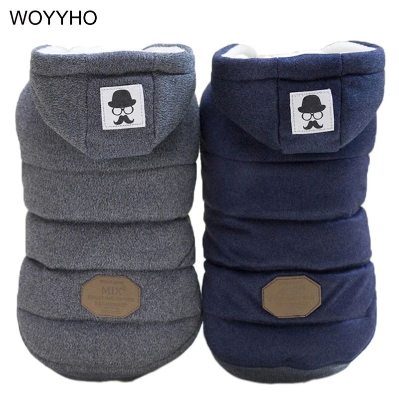 Зимняя одежда для собак с капюшоном из плотного хлопка мягкая теплая бульдога