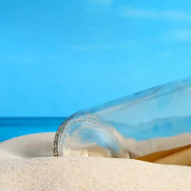 3 Панели Современная картина с изображением бутылки на пляже пейзаж голубым