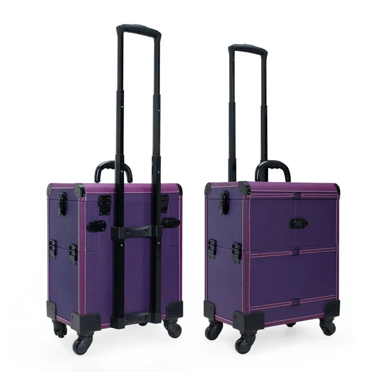 purple Косметички, чехол для макияжа на колесиках с колесиками, косметичка, чемодан для путешествий, 1" дюймовый чехол для чемодана с колесиком - Цвет: purple