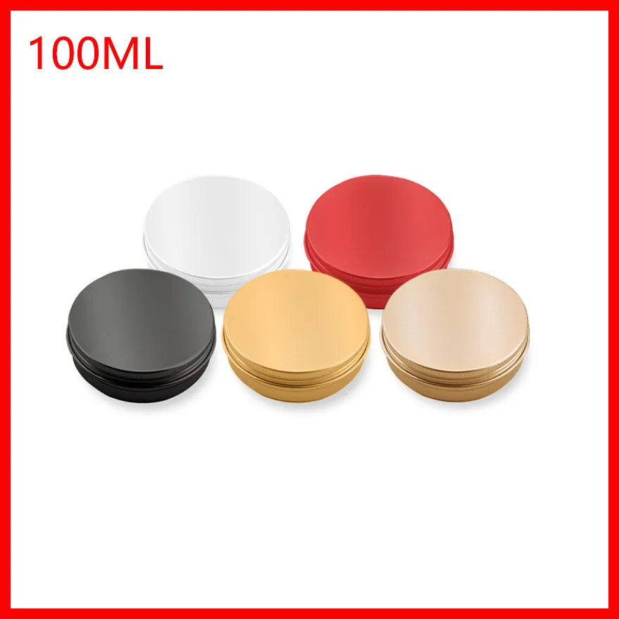 100ml aluminum jar 100 gram metal cream jar  silver aluminum tin metal cosmetic container red/black/yellow/silver 100pcs/lot