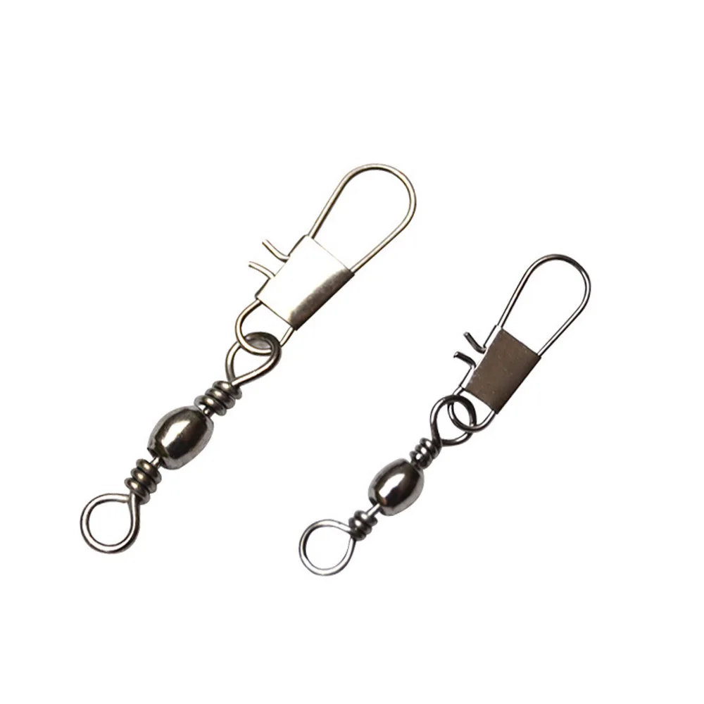 

2016 New Arrivel 100pcs/lot Barrel Fishing Swivel With Interlock Snap Sea Fishing Swivels tackle Rings fishing hook Connector