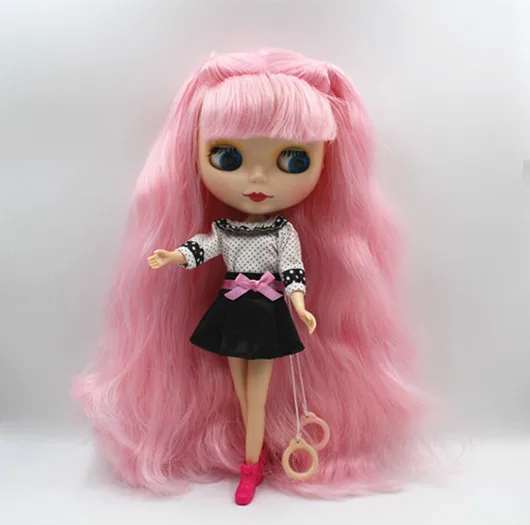 Кукла Blygirl Blyth розовые волосы могут быть закрытыми глазами матовая маска кукла