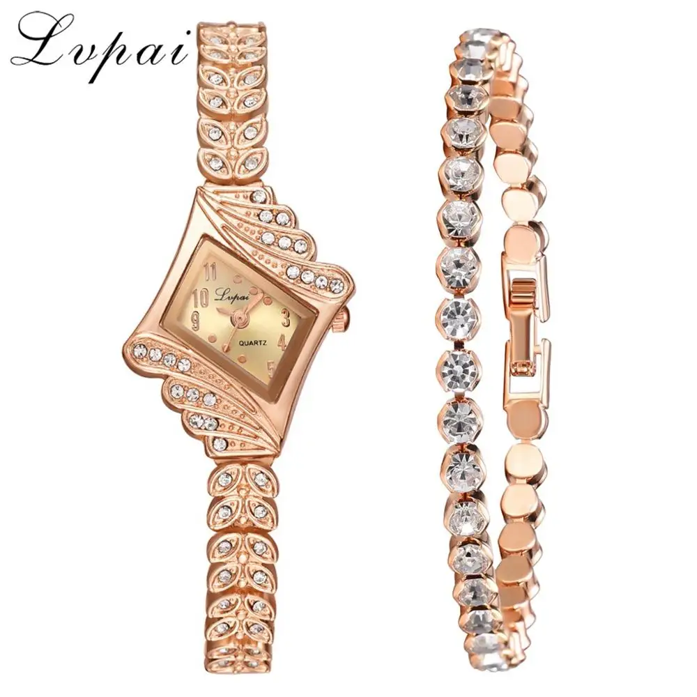 Новые модные женские кварцевые часы со стразами и ромбовидным браслетом