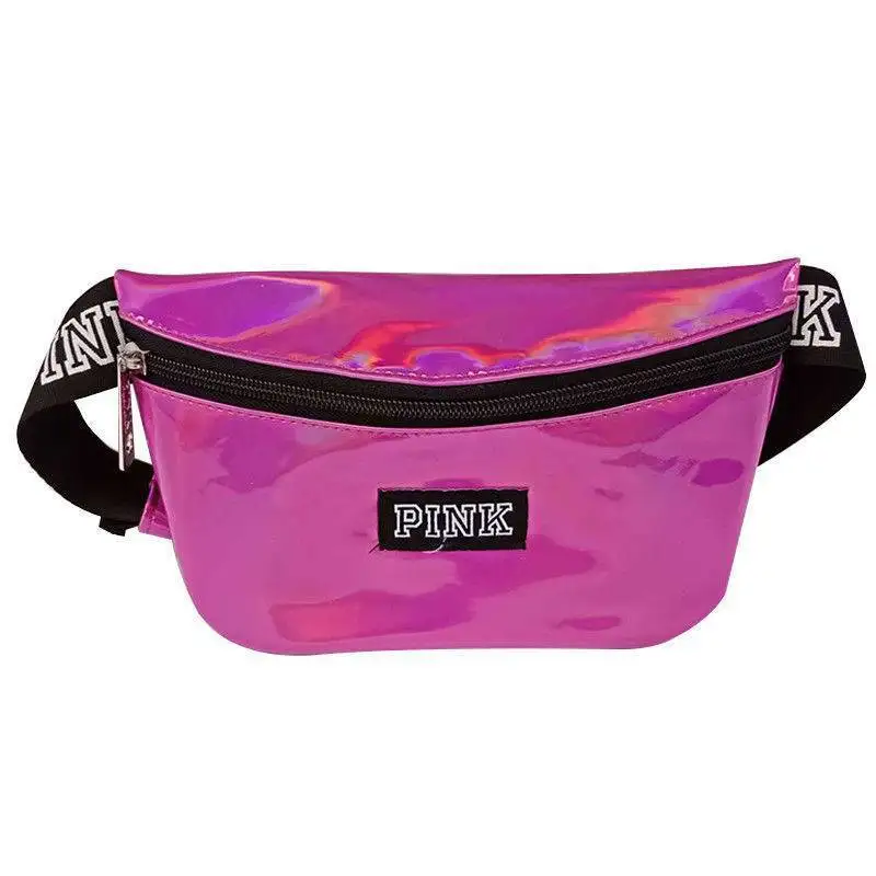 Ярко-розовый Люксовый бренд для женщин s Fanny Pack блестящая кожа плюшевый пояс талии бум Сумка карман для телефона Женская поясная сумка - Цвет: Ярко-розовый