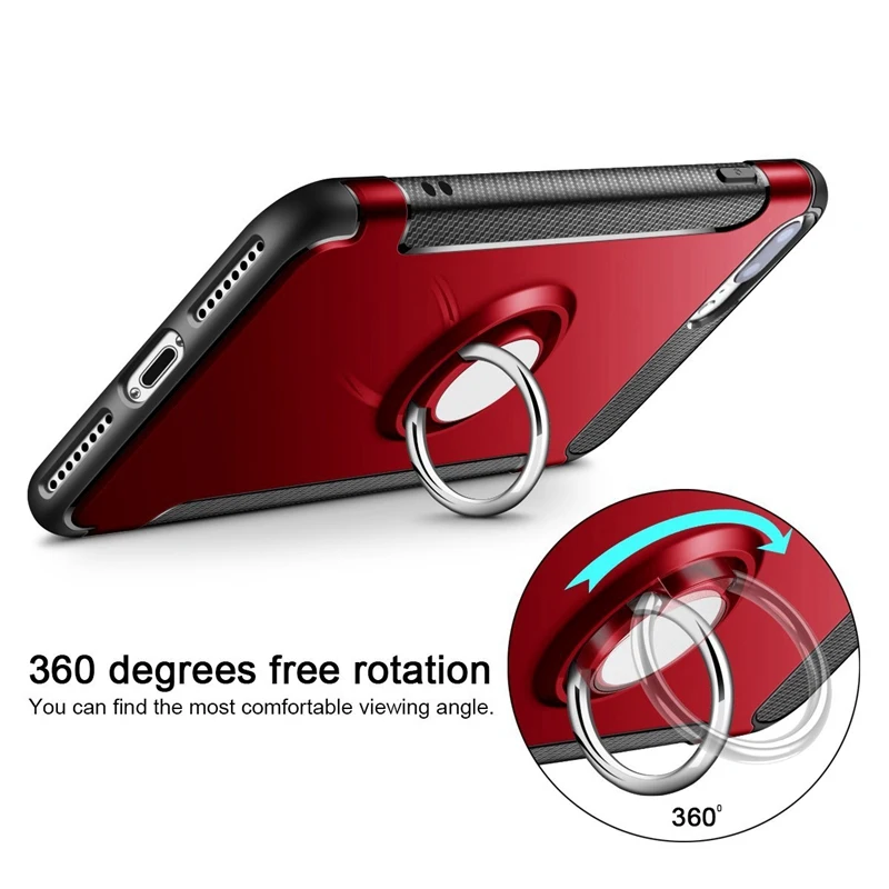 UPaitou Case for iPhone X 10 7 6 6s Plus 5 5S SE Car Holder Stand Magnetic Suction Bracket Ring Grip 360 Degree Rotating |