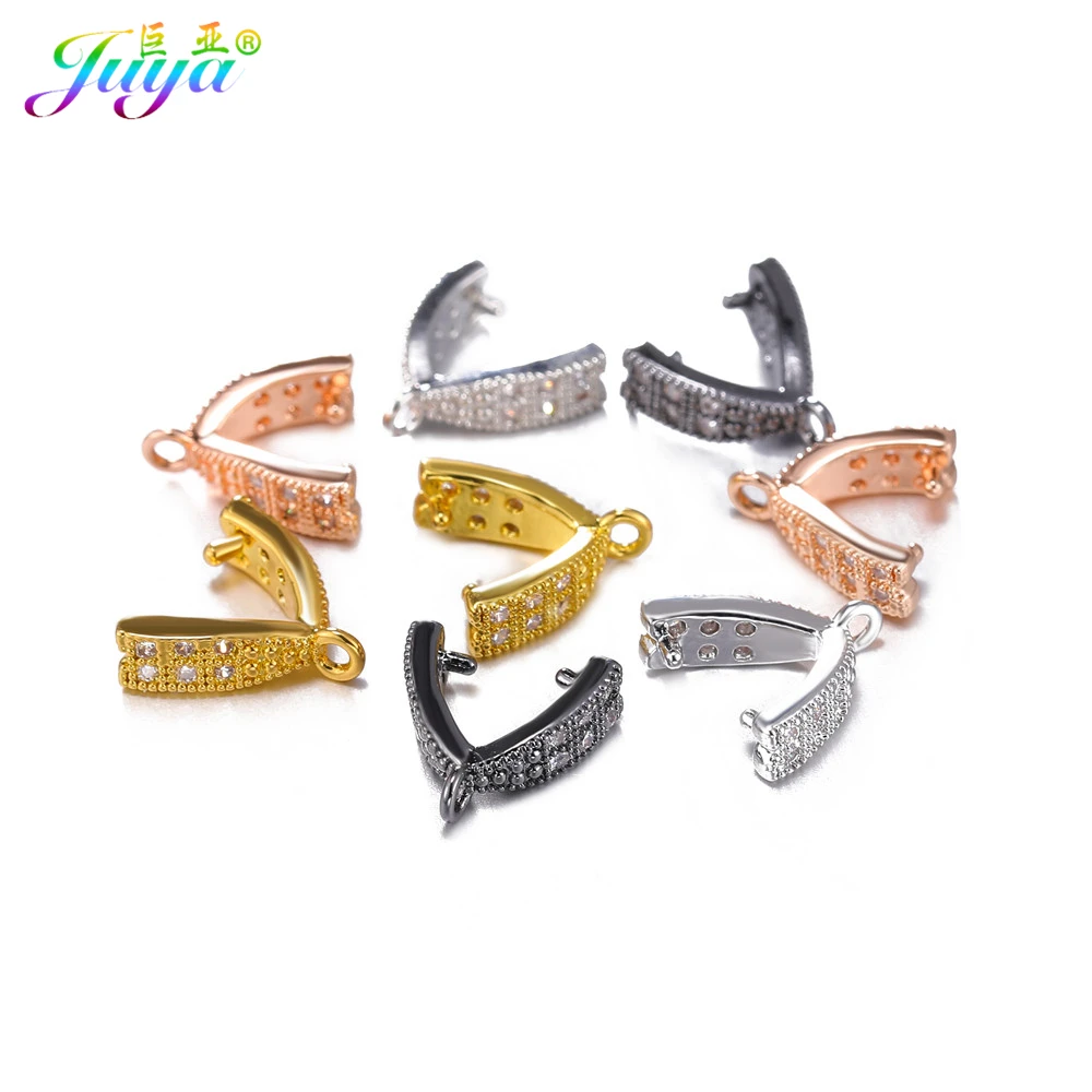 Juya DIY Gold/Silver Color Clamp Pinch Clip Hooks Accessories For Handmade Crystal Agate Pearls Earrings Necklace Jewelry Making