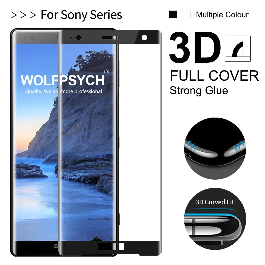 WOLFPSYCH 3D изогнутые полное покрытие Экран протектор для sony Xperia XA3 XZ3 XZ2 XZ2P XZ2C