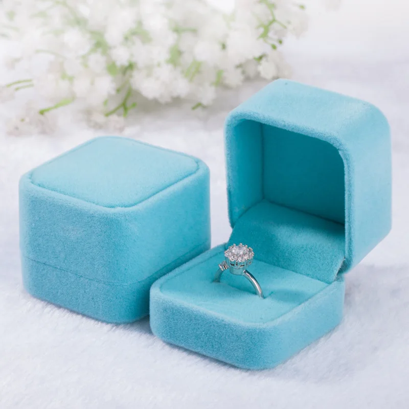 Высокое качество 1 шт. кольцо бархатные серьги подарочные коробки свадебные ювелирные изделия аксессуары выставочная витрина для украшений квадратные высококачественные 12 цветов