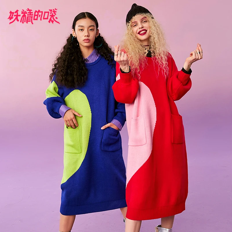 ELFSACK новинка модное женское платье повседневное цветное пэтчворк с принтом