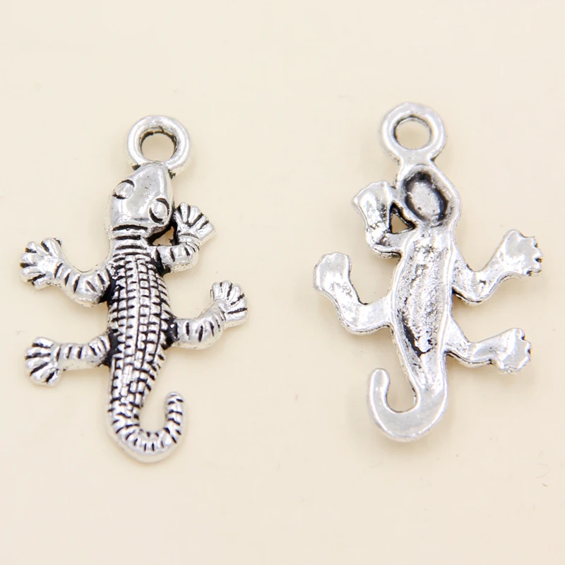 Оптовая продажа 40 шт тибетские серебряные животные Gecko Подвески 26x16 мм | Украшения