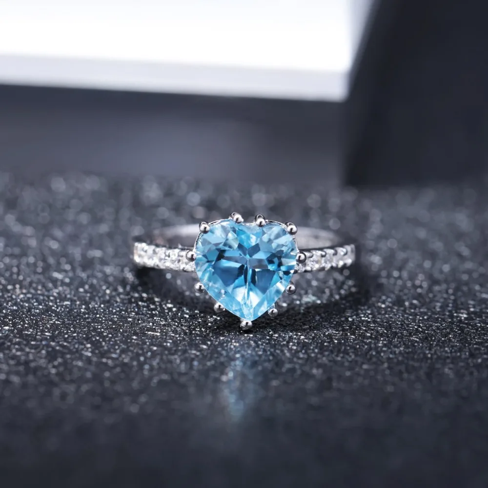 Gem's Ballet 3.17Ct Овальный натуральный Небесно голубой топаз обручальные кольца с драгоценными камнями 925 пробы серебряные ювелирные изделия для женщин Свадебные