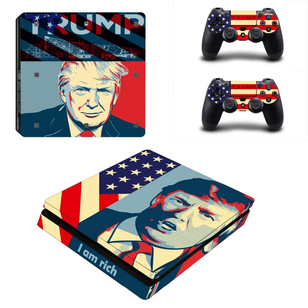 PS4 тонкий Дональд Трамп наклейка-скин на весь корпус наклейка для Playstation 4 PS4 Slim консоли+ контроллеры
