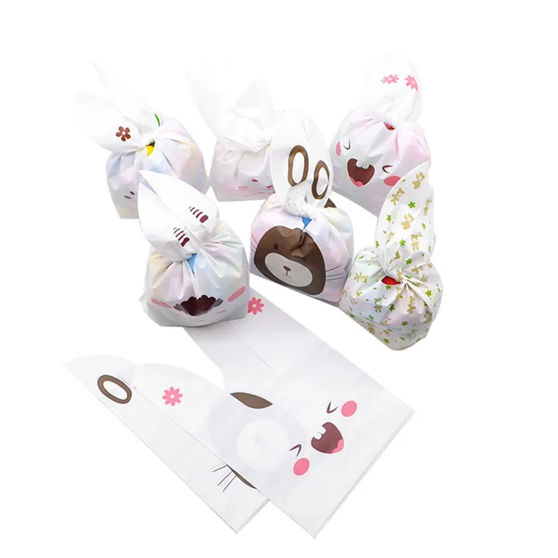 25 шт. милый кролик пакеты для печенья конфеты еда печенье упаковка мягкий мешок конфеты подарочные пакеты день рождения ребенка душ сувениры вечерние принадлежности