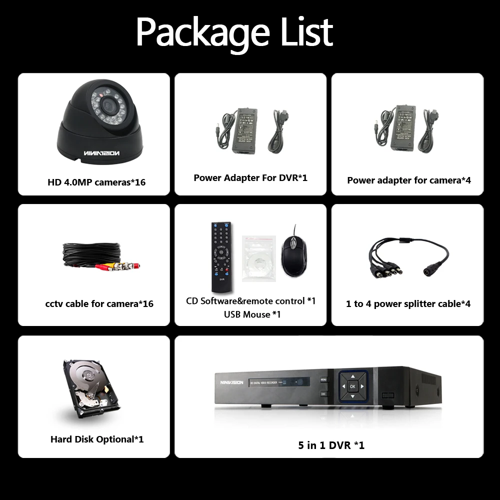 Система видеонаблюдения 4 МП HD 2560*1440P HDMI AHD DVR|Система наблюдения| |