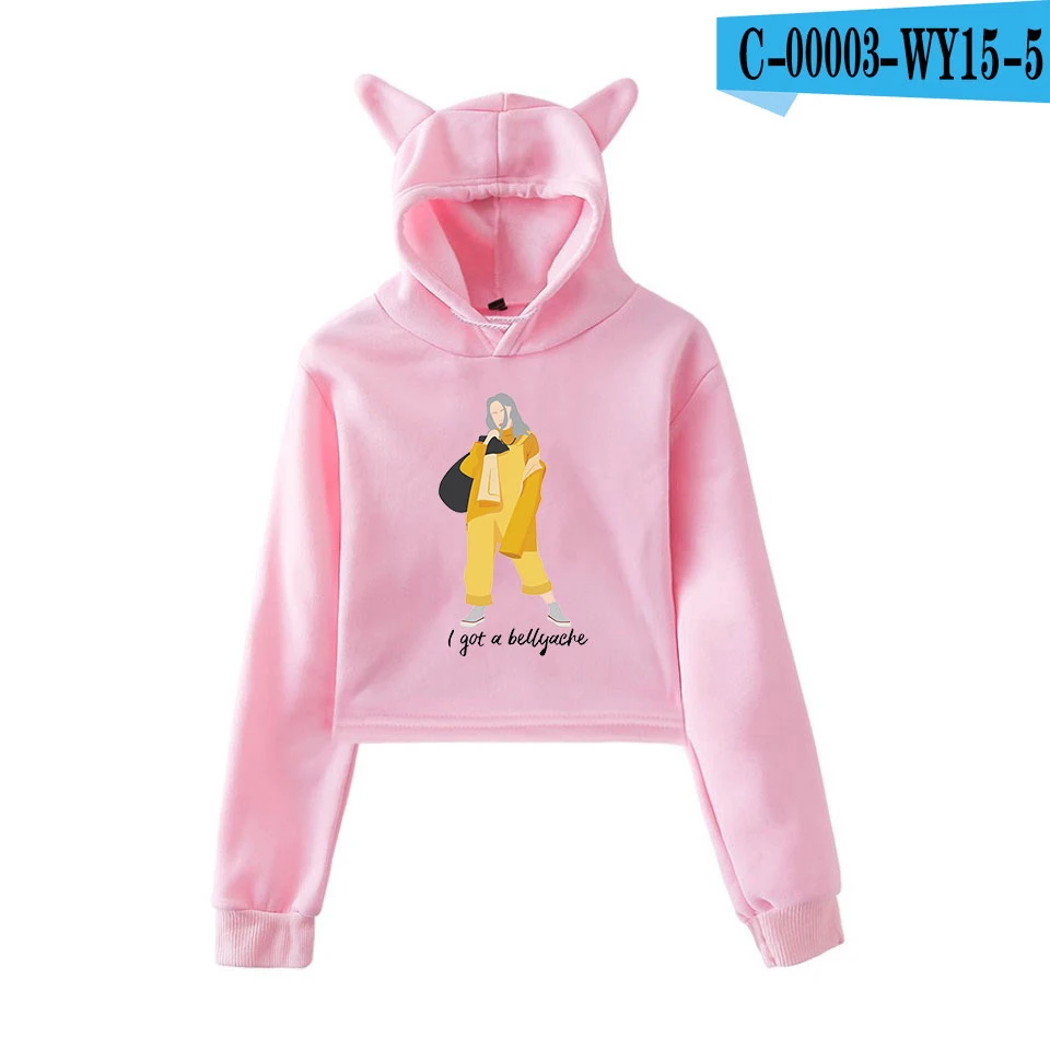 pink FADUN Tommee Billie Eilish модный тренд сала короткий кошачий Топ женские летние толстовки с капюшоном толстовка сексуальная Горячая Kpop Harajuku размера плюс - Цвет: pink
