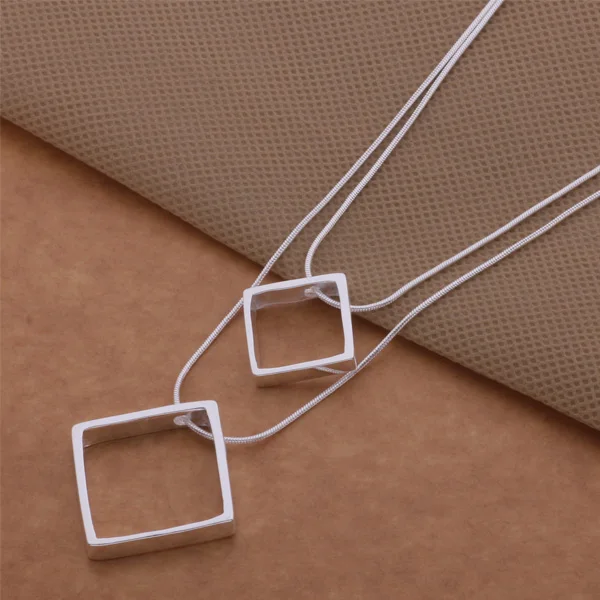 An481серебряное ожерелье модные ювелирные изделия кулон в клетку оптовая продажа