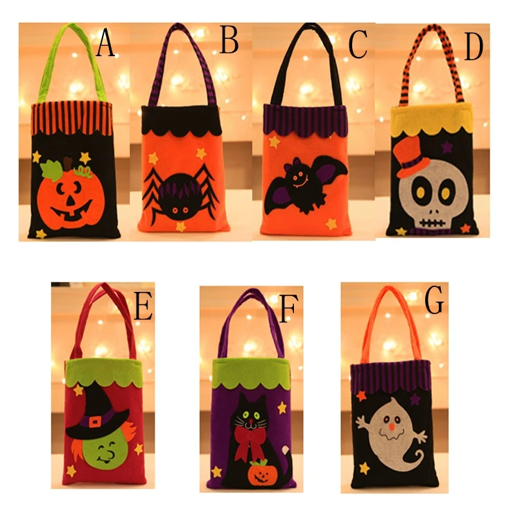 100pcs/lot China factory for promotion multi styles fashionable felt children kids halloween trick or treat bag a gift | Дом и сад