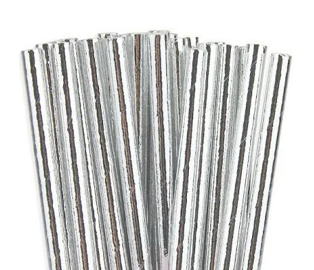Silver Solid 25 шт. Экологичная фольга серебро/Золотая бумага соломинки для свадебной вечеринки Дети День рождения украшения поставки - Цвет: Silver Solid