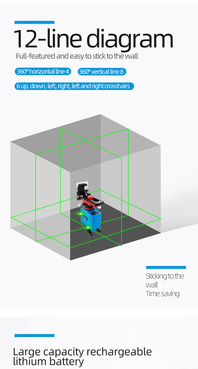 Leter 3D зеленый лазерный уровень