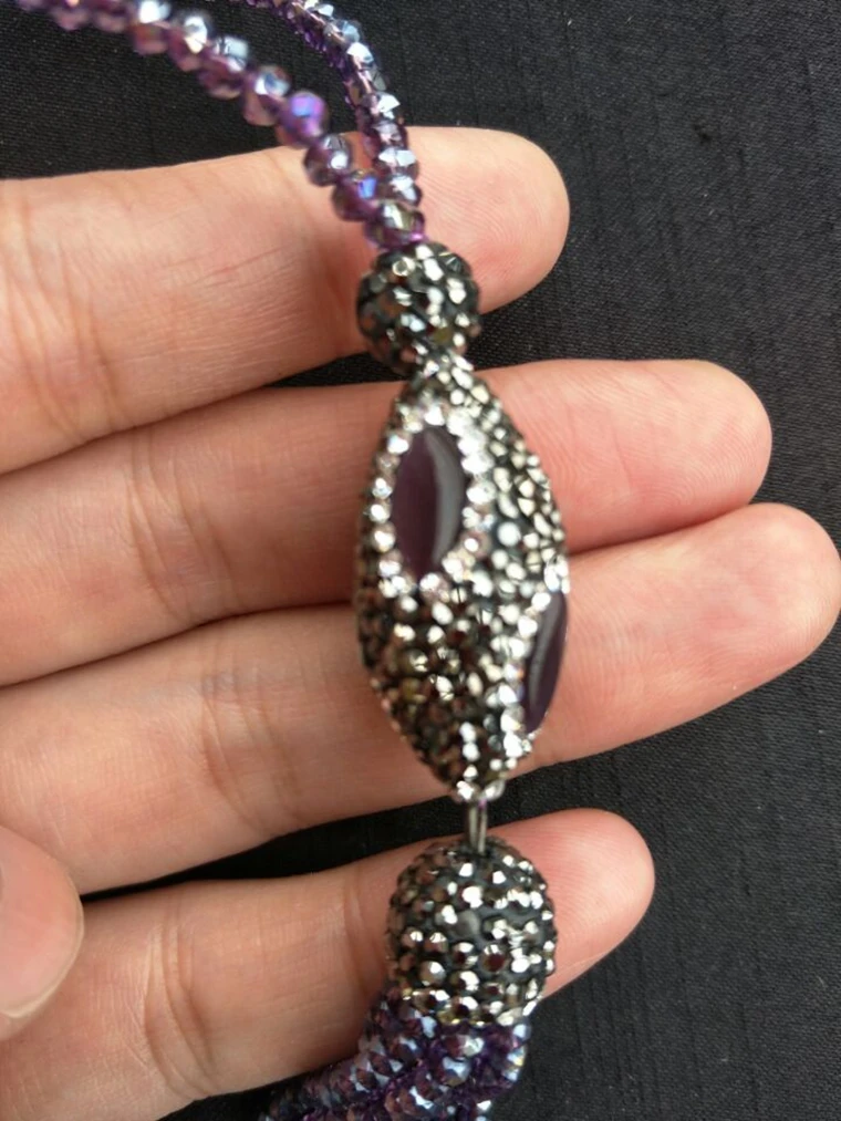 Trendy Purple Glass Necklace Pendants Fashion Long for Women Handmade Jewelry Statement Necklaces &amp Gifts | Украшения и