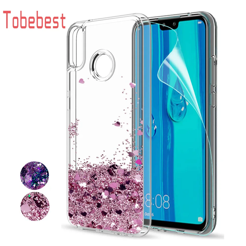 Huawei Y9 2019 case Dynamic Liquid Quicksand Glitter Cases on For Enjoy 9 plus Coque Soft TPU Slicone Cover |