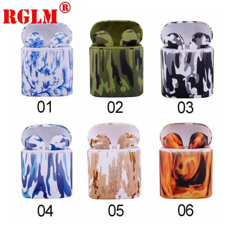 Цветные Bluetooth наушники RGLM i7s TWS для рисования спортивные с зарядным устройством ios
