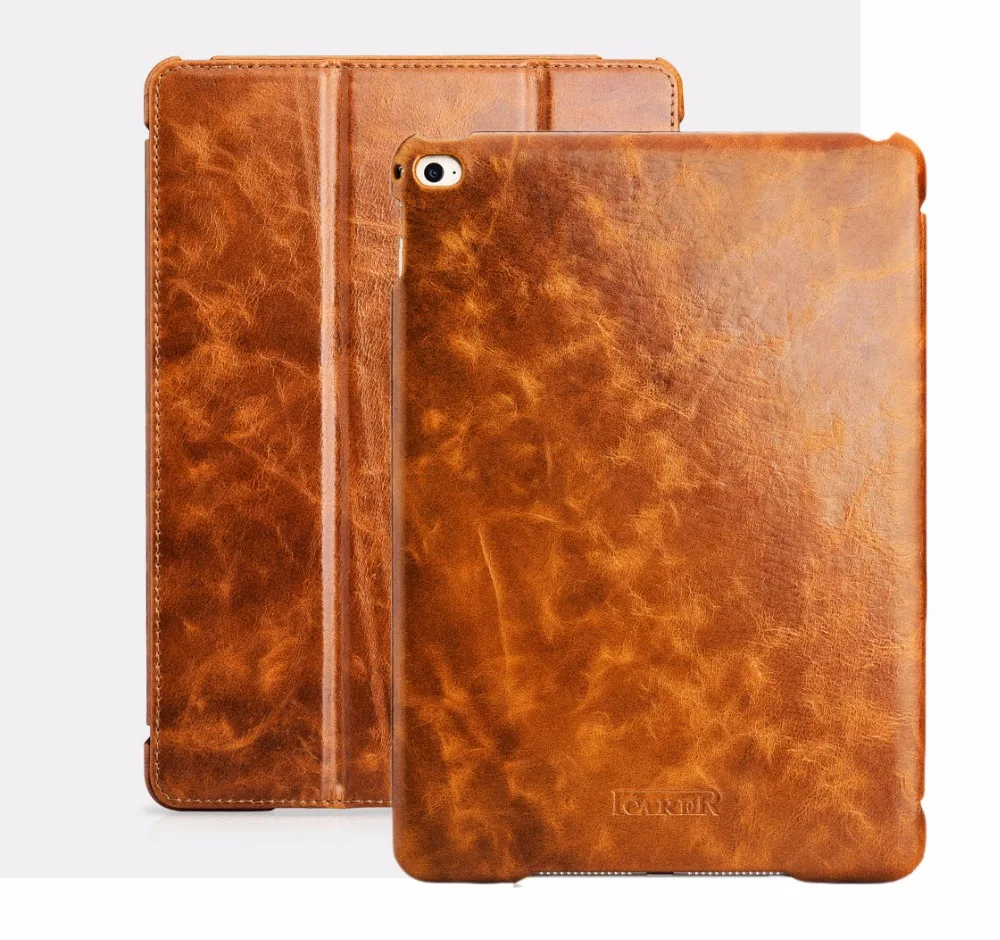 Icarer 2 цвета масло воск винтажный Чехол книжка из натуральной кожи для iPad Air2 9 7
