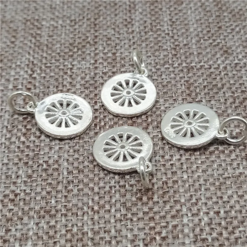 925 пробы серебряные полые подвески в виде цветка маргаритки с двумя сторонами для