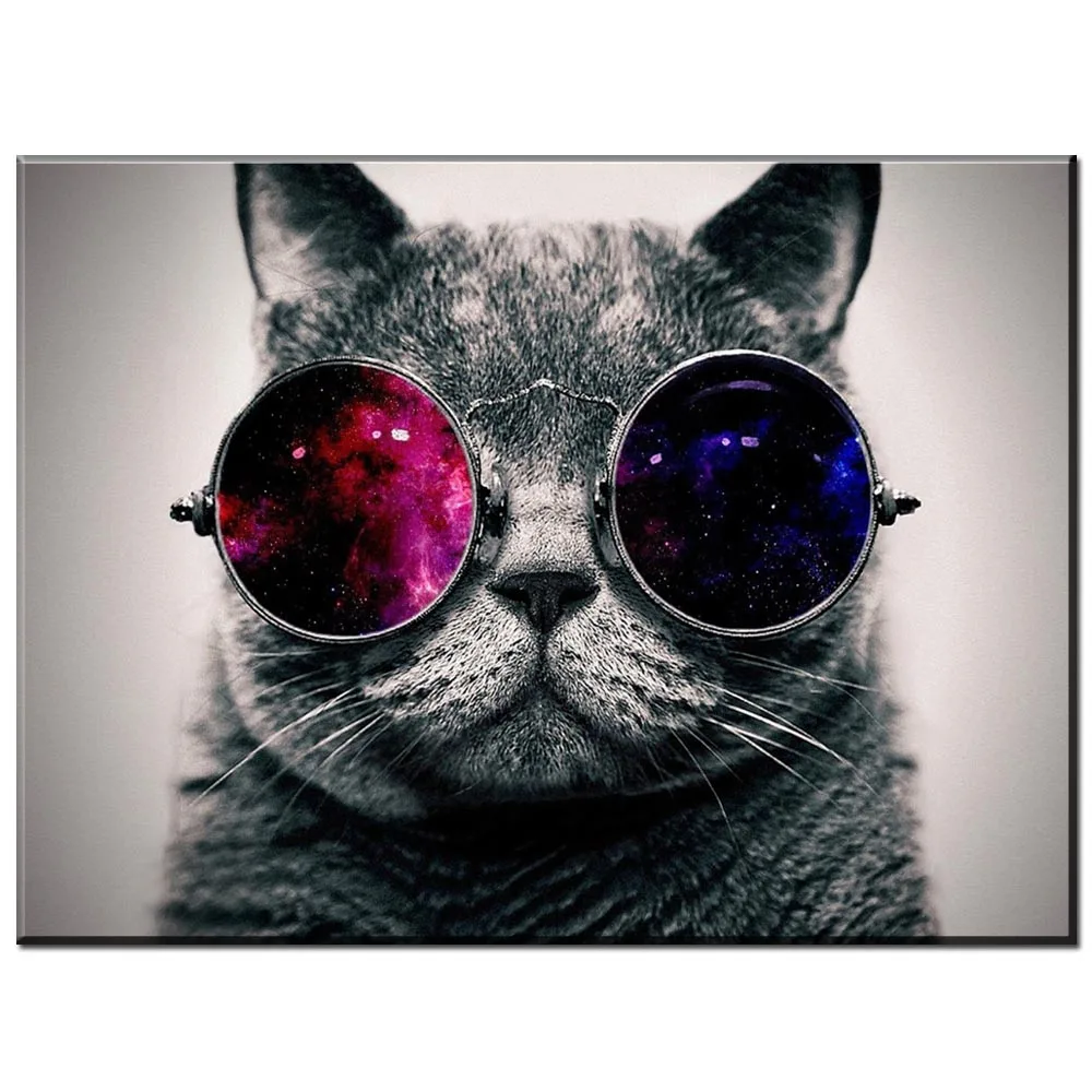 Картина на холсте крутой Красивый Кот солнцезащитные очки рок животные Холст