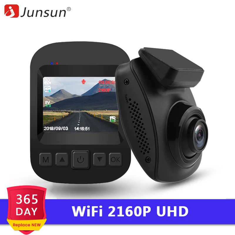 Junsun 4k WiFi регистратор автомобильный 2160 P Ultra HD авторегистратор видеорегистратор