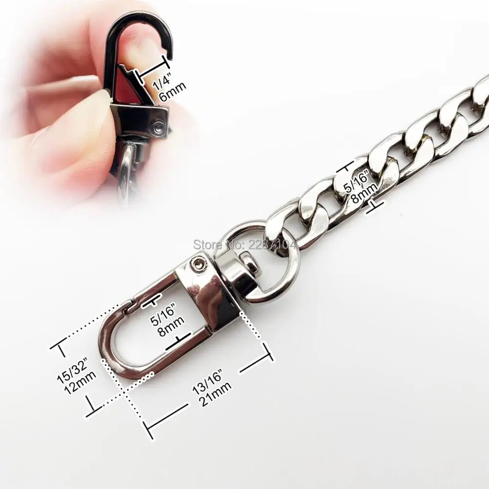 DIY 60 мм 120 см металлическая сумочка, кошелек на цепочке, кожаная сумка на ремне, ручка на плечо, сменный ремонт с двойной застежкой, защелкивающийся зажим