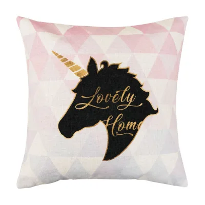 H Розовая наволочка с геометрическим узором Love Unicorn чехол для подушки с нашивкой Подушка Наволочка для домашнего декора декоративная наволочка - Цвет: H