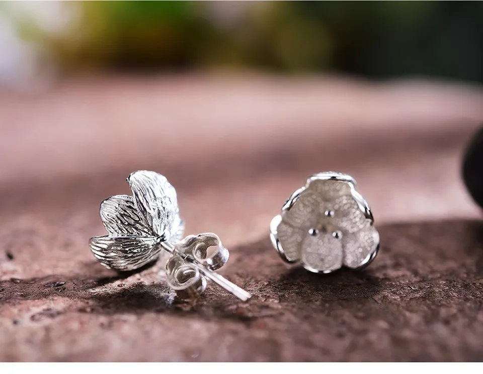 Lotus Fun реальные 925 Серебро Природный ручной Fine Jewelry 3D цветок моды серьги для женщин brincos